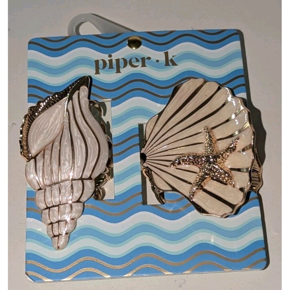 Piper K Seashell Concha Starfish Clam Shell Hair Claws Claw Clip Set Of 2 Clips - Picture 1 of 5